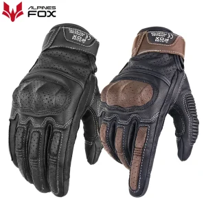 Summer Retro Perforated Leather Motorcycle Gloves